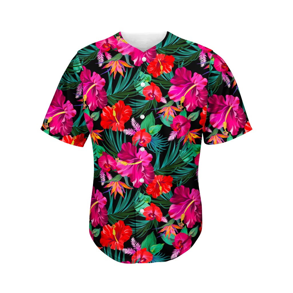 Hawaii Floral Flowers Pattern Print Men's Baseball Jersey