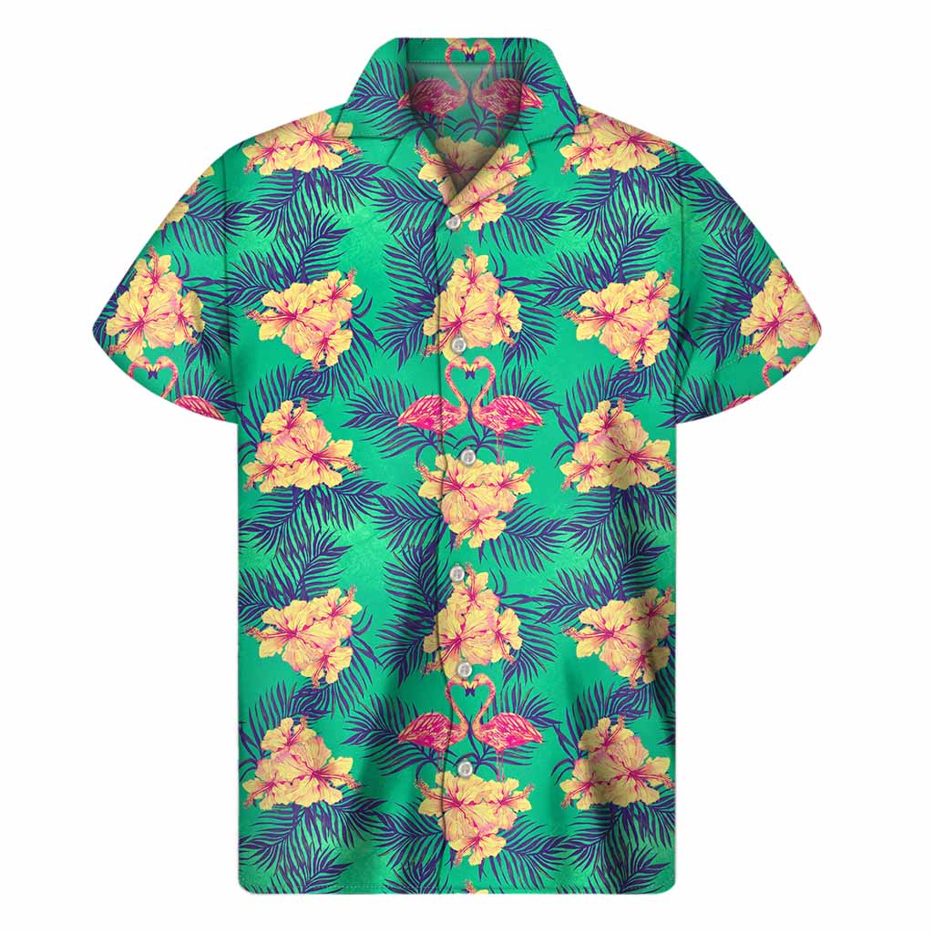 Hawaii Tropical Paradise Pattern Print Men's Short Sleeve Shirt
