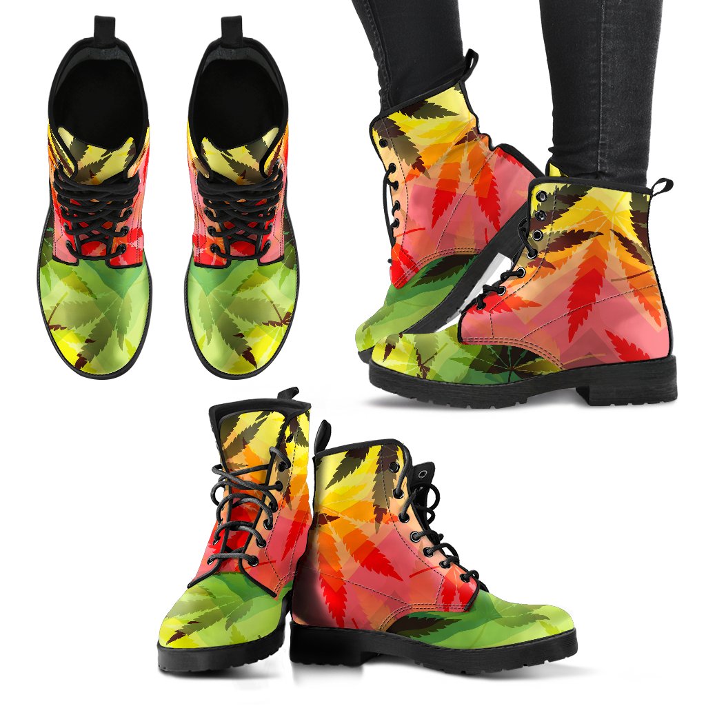 Hemp Leaf Reggae Pattern Print Women's Boots