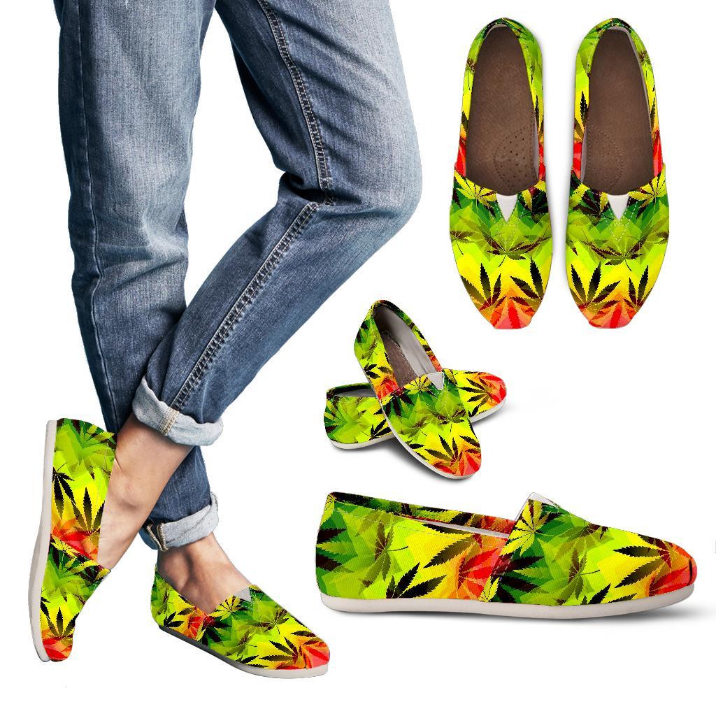 Hemp Leaf Reggae Pattern Print Women's Casual Canvas Shoes