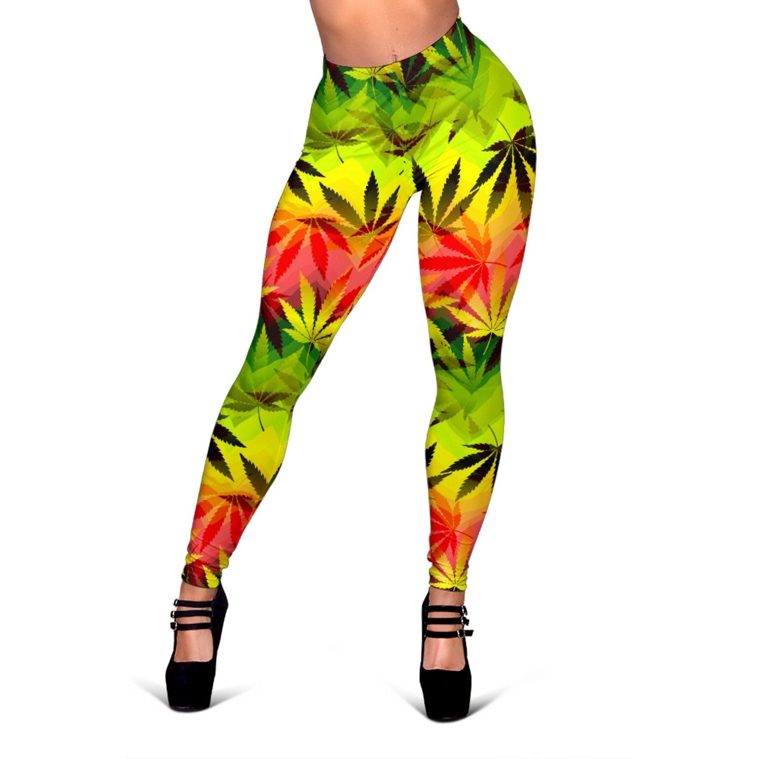 Hemp Leaf Reggae Pattern Print Women's Leggings