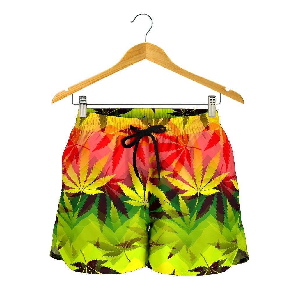 Hemp Leaf Reggae Pattern Print Women's Shorts