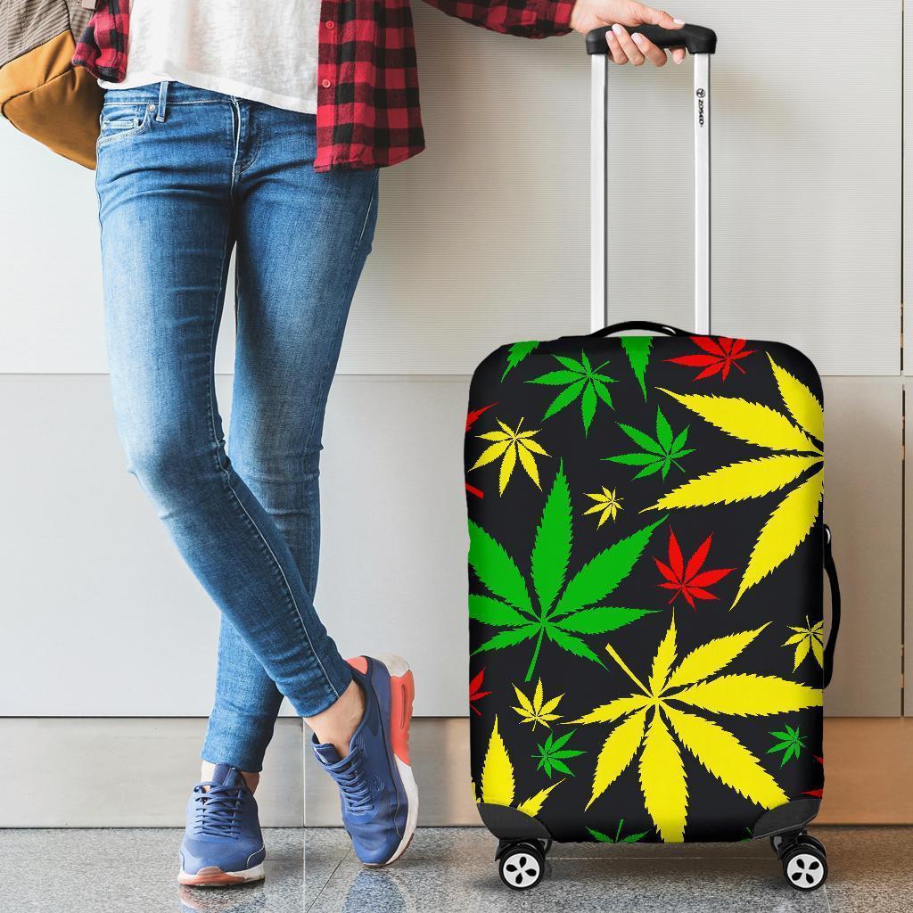 Hemp Leaves Reggae Pattern Print Luggage Cover