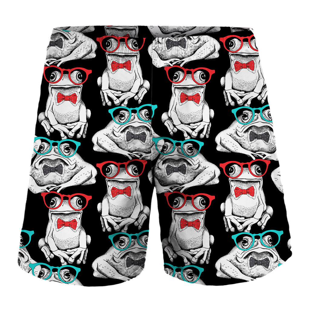 Hipster Frog Pattern Print Men's Shorts