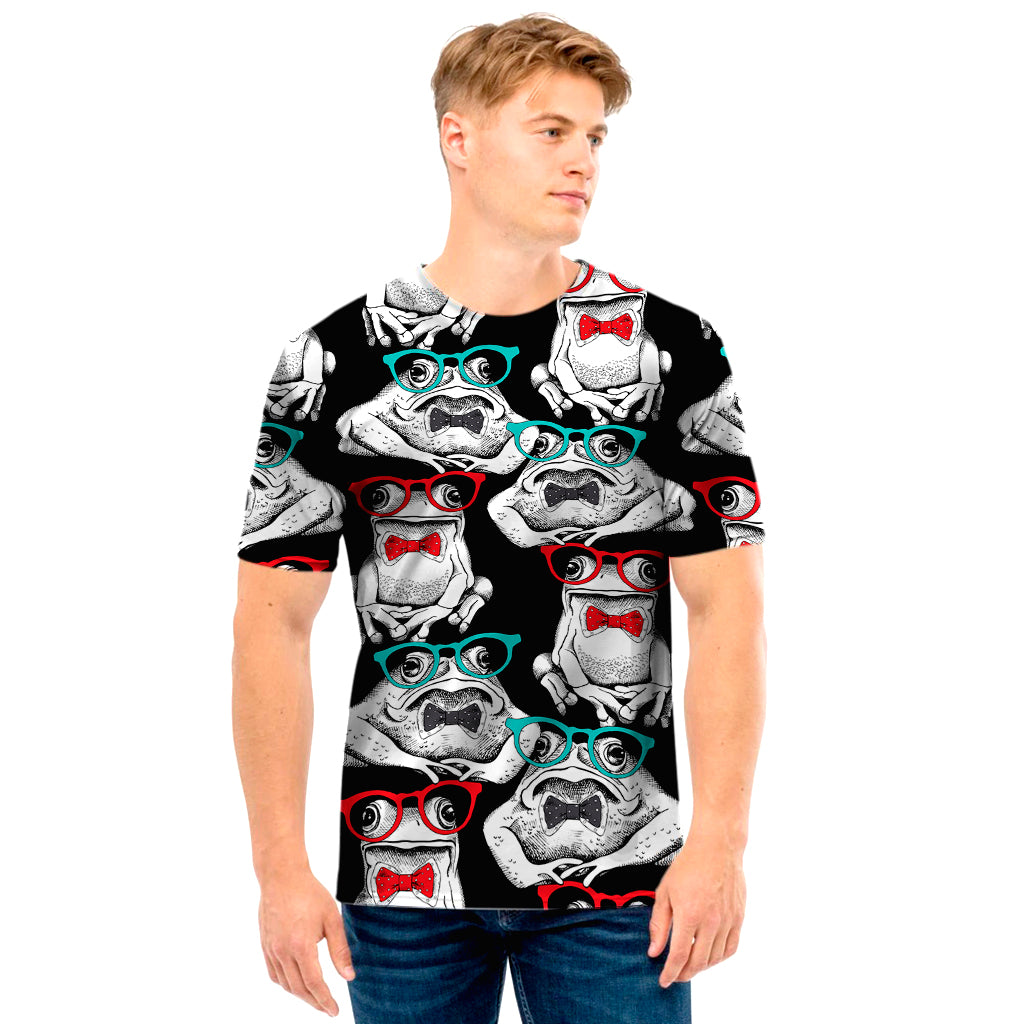 Hipster Frog Pattern Print Men's T-Shirt