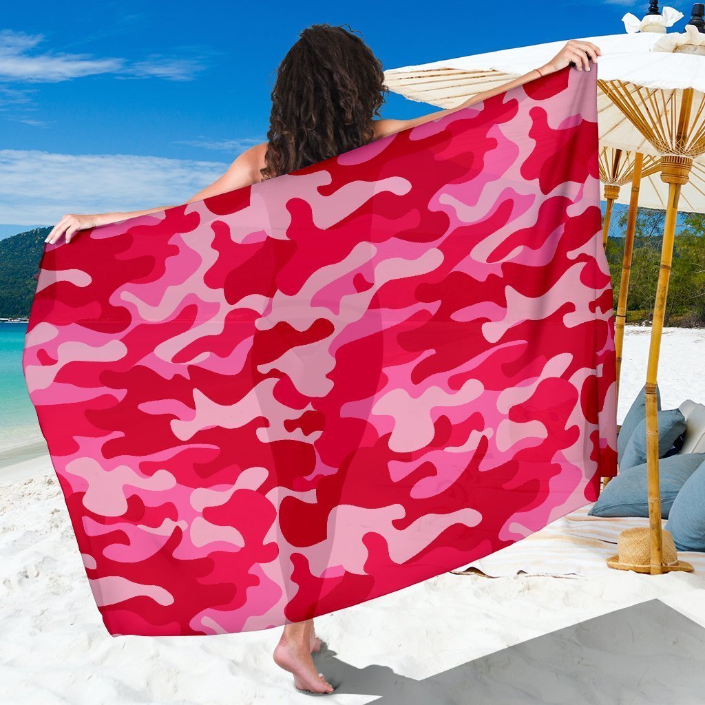Hot Pink Camouflage Print Beach Sarong Wrap