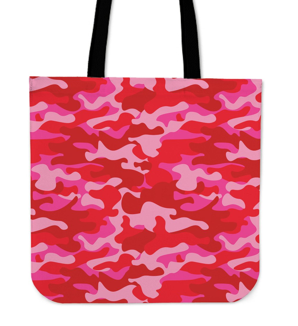 Hot Pink Camouflage Print Canvas Tote Bag