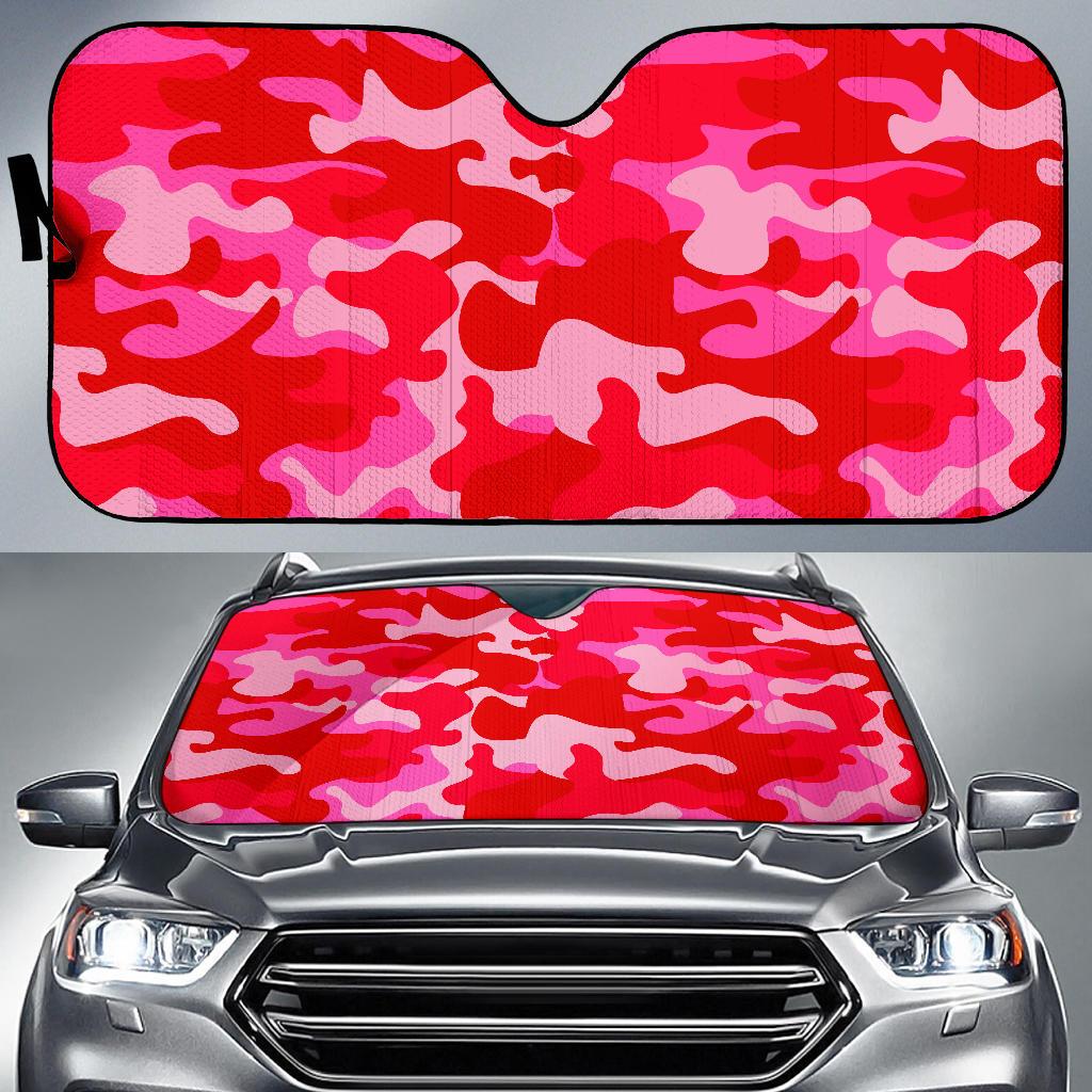 Hot Pink Camouflage Print Car Sun Shade