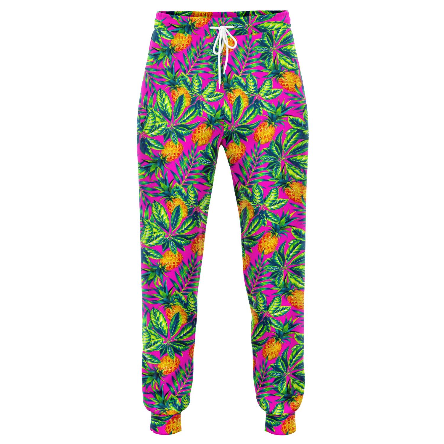 Hot Purple Pineapple Pattern Print Jogger Pants