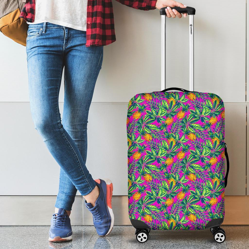 Hot Purple Pineapple Pattern Print Luggage Cover