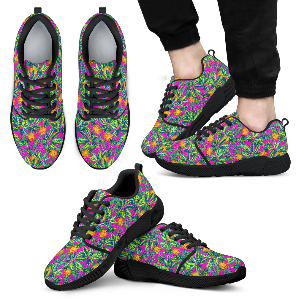 Hot Purple Pineapple Pattern Print Men's Athletic Shoes