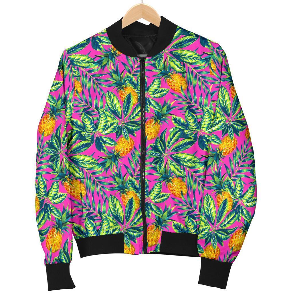 Hot Purple Pineapple Pattern Print Men's Bomber Jacket