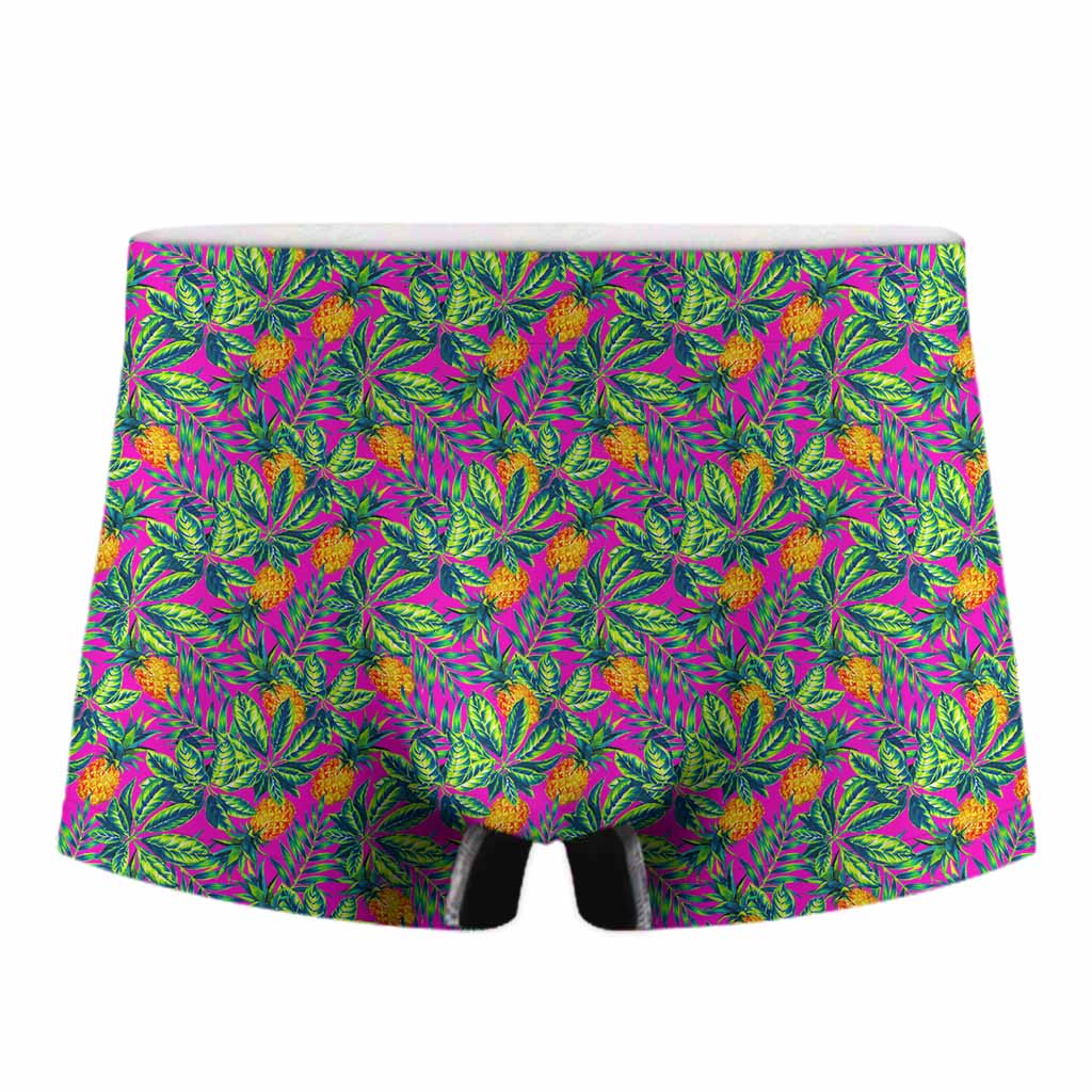 Hot Purple Pineapple Pattern Print Men's Boxer Briefs