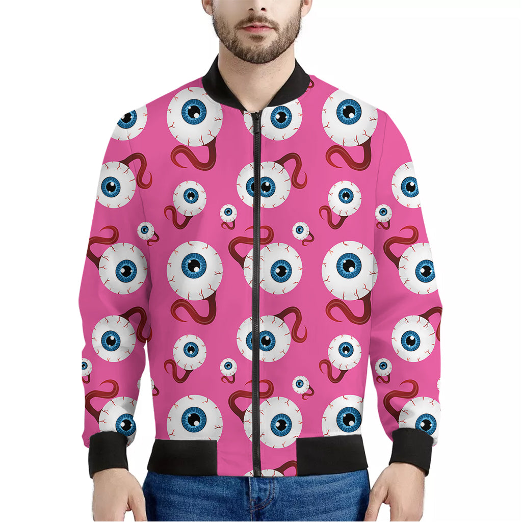 Human Eyeball Pattern Print Men's Bomber Jacket