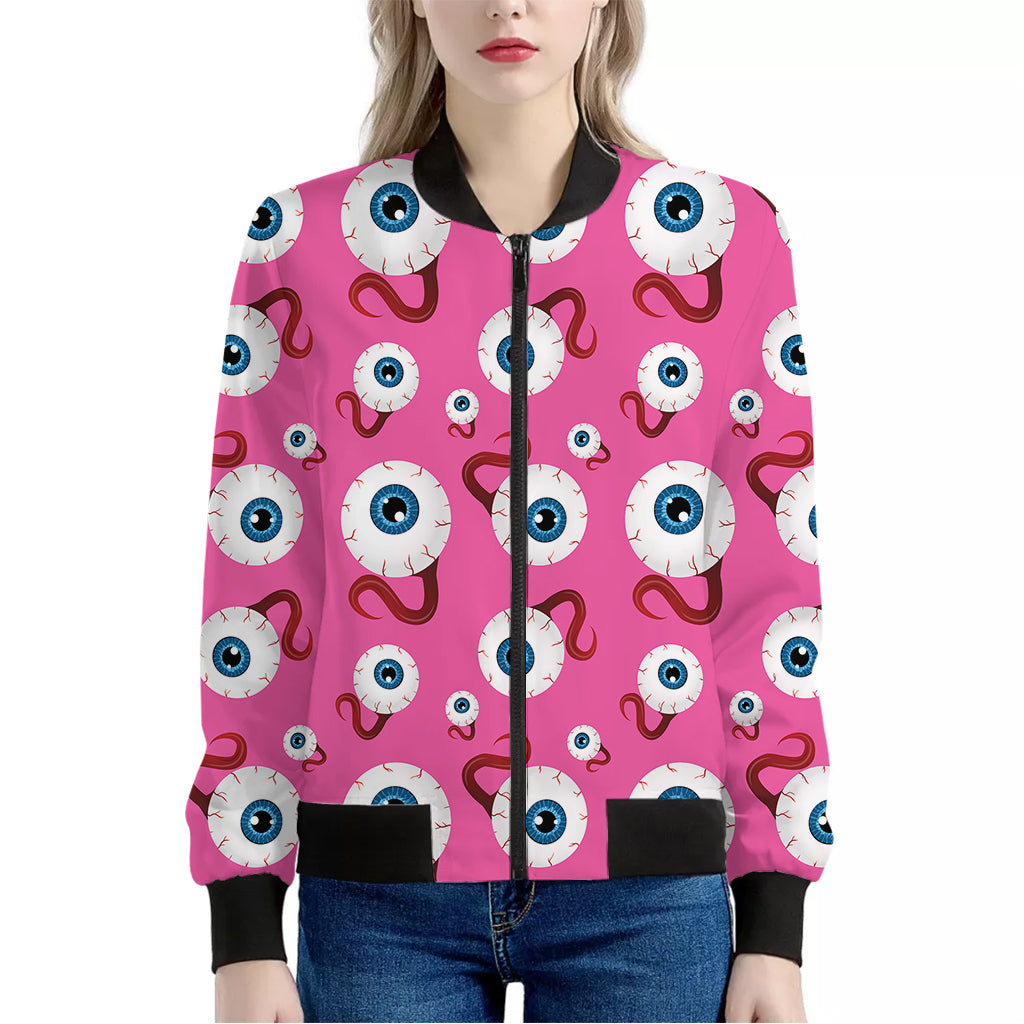 Human Eyeball Pattern Print Women's Bomber Jacket