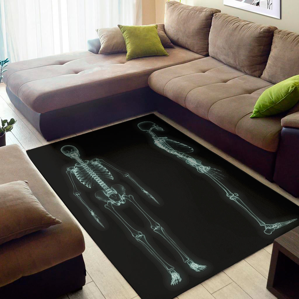 Human Skeleton X-Ray Print Area Rug