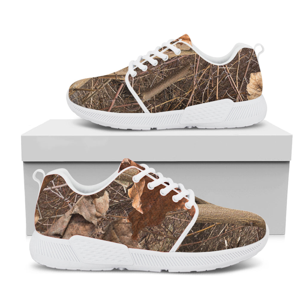 Hunting Camo Pattern Print White Athletic Shoes