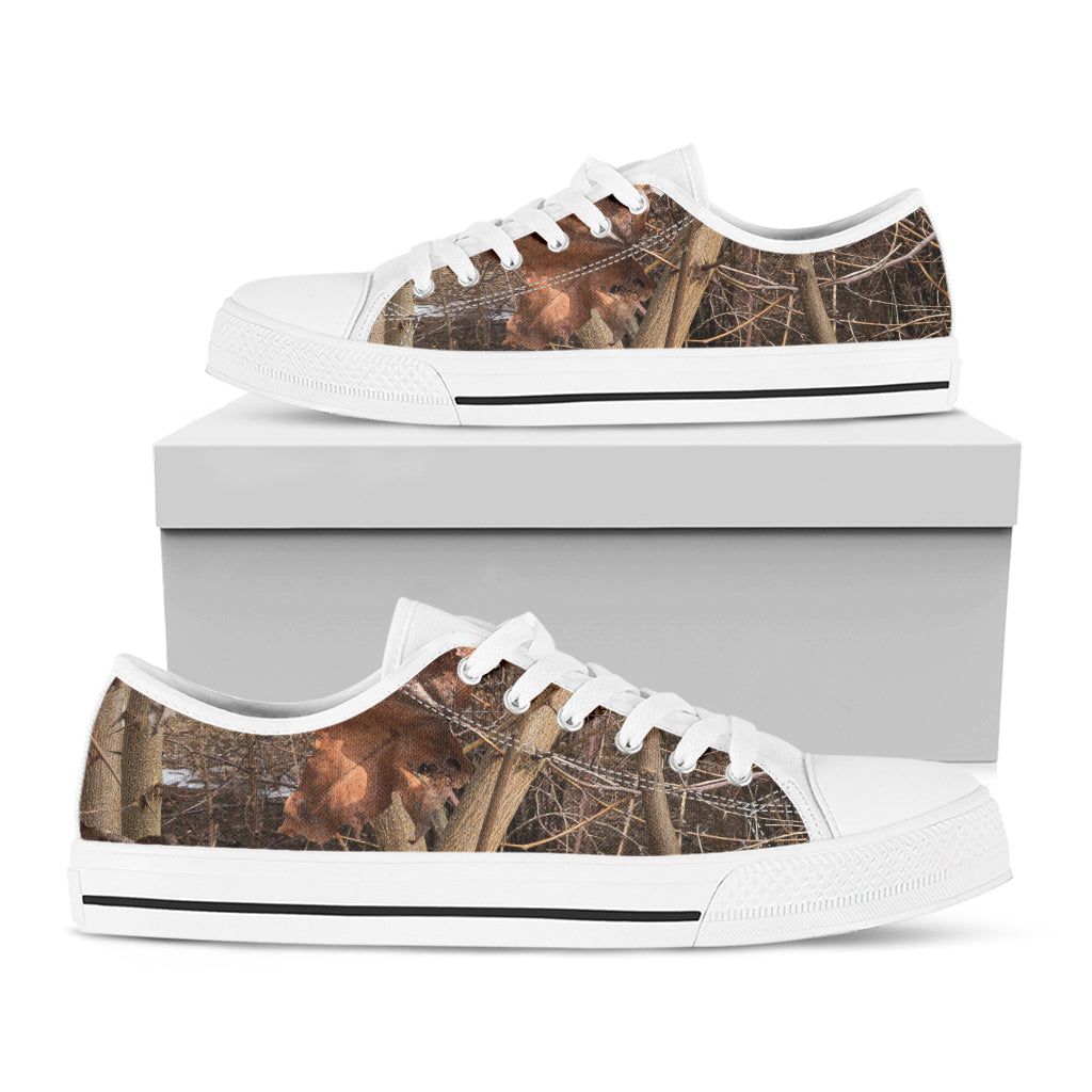 Hunting Camo Pattern Print White Low Top Shoes