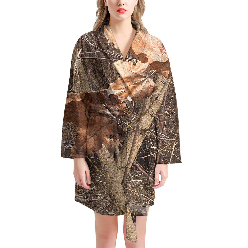 Hunting Camo Pattern Print Women's Bathrobe