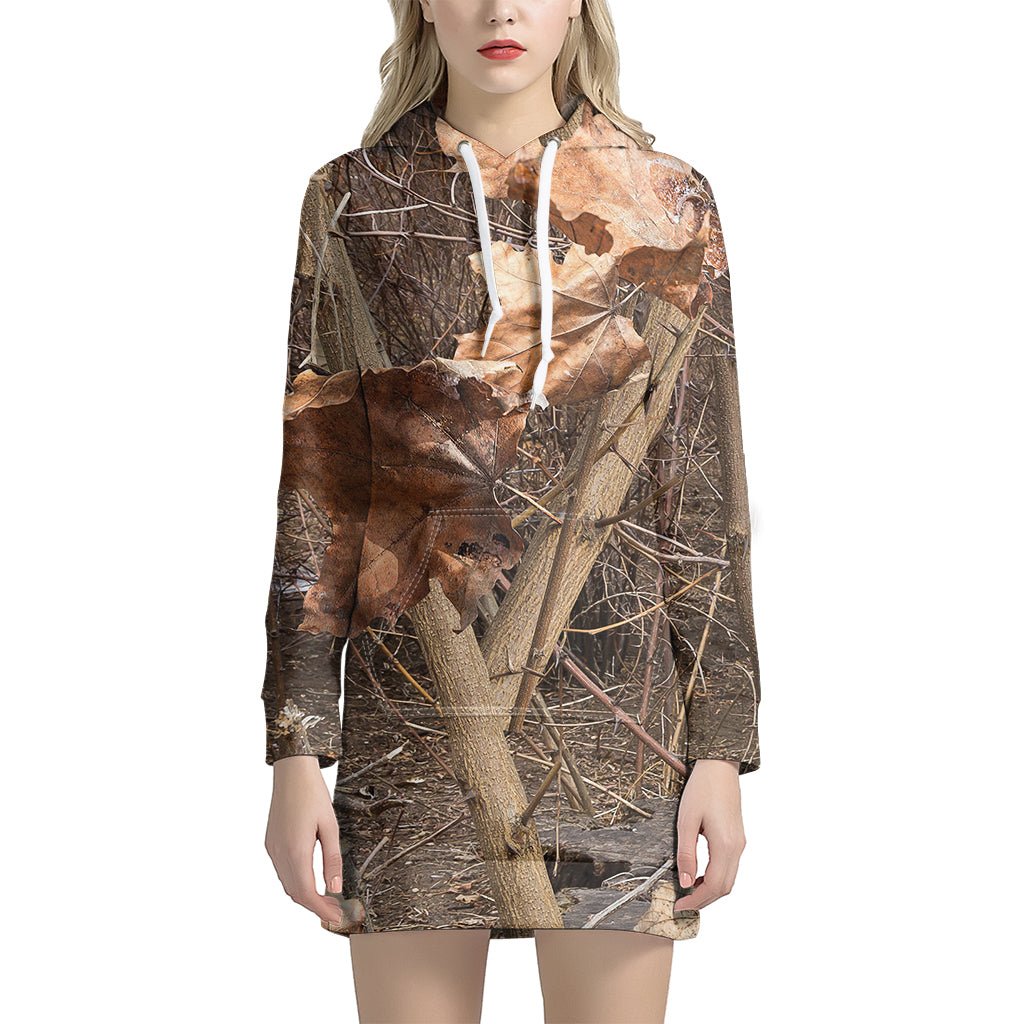 Hunting Camo Pattern Print Women's Pullover Hoodie Dress