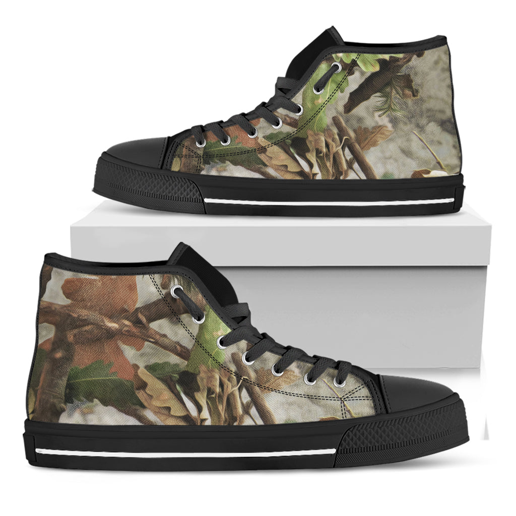 Hunting Camouflage Pattern Print Black High Top Shoes