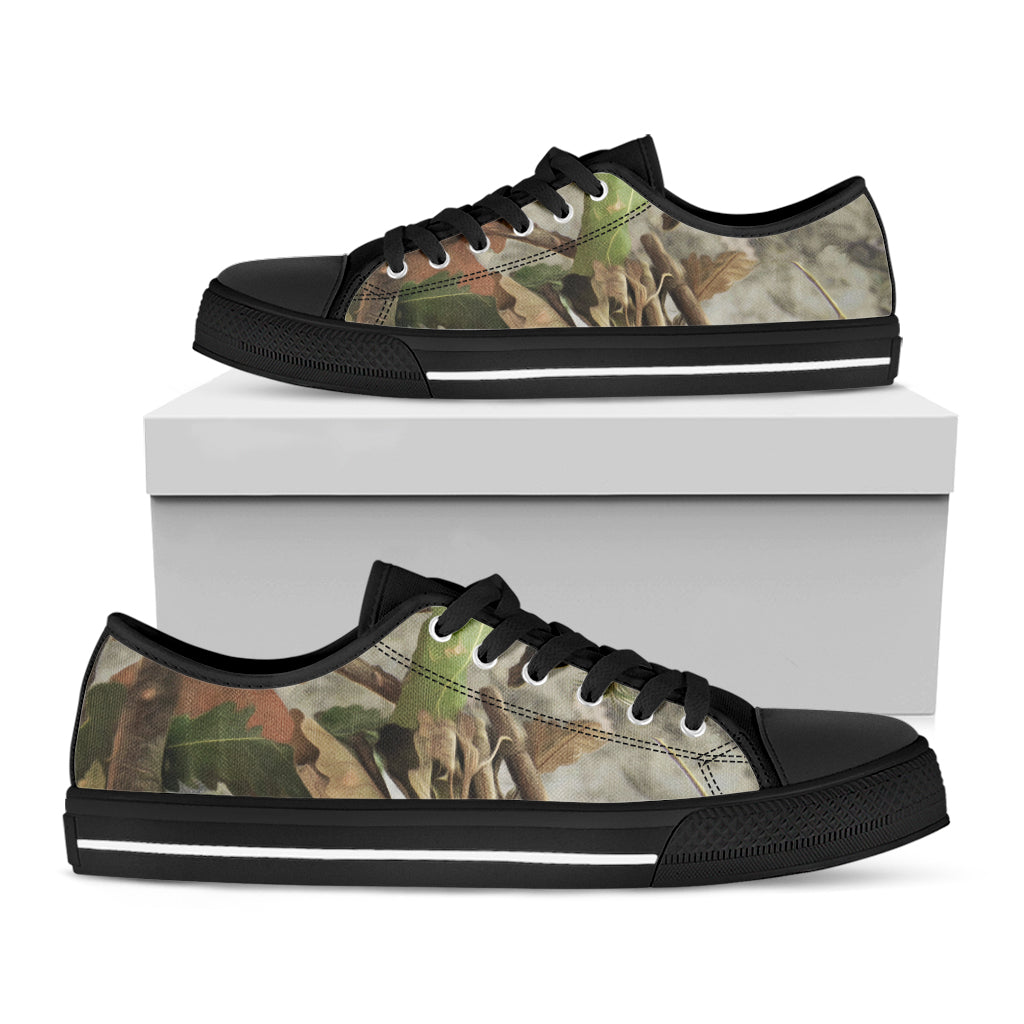 Hunting Camouflage Pattern Print Black Low Top Shoes
