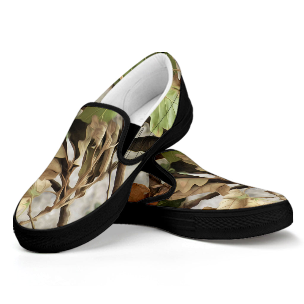 Hunting Camouflage Pattern Print Black Slip On Shoes
