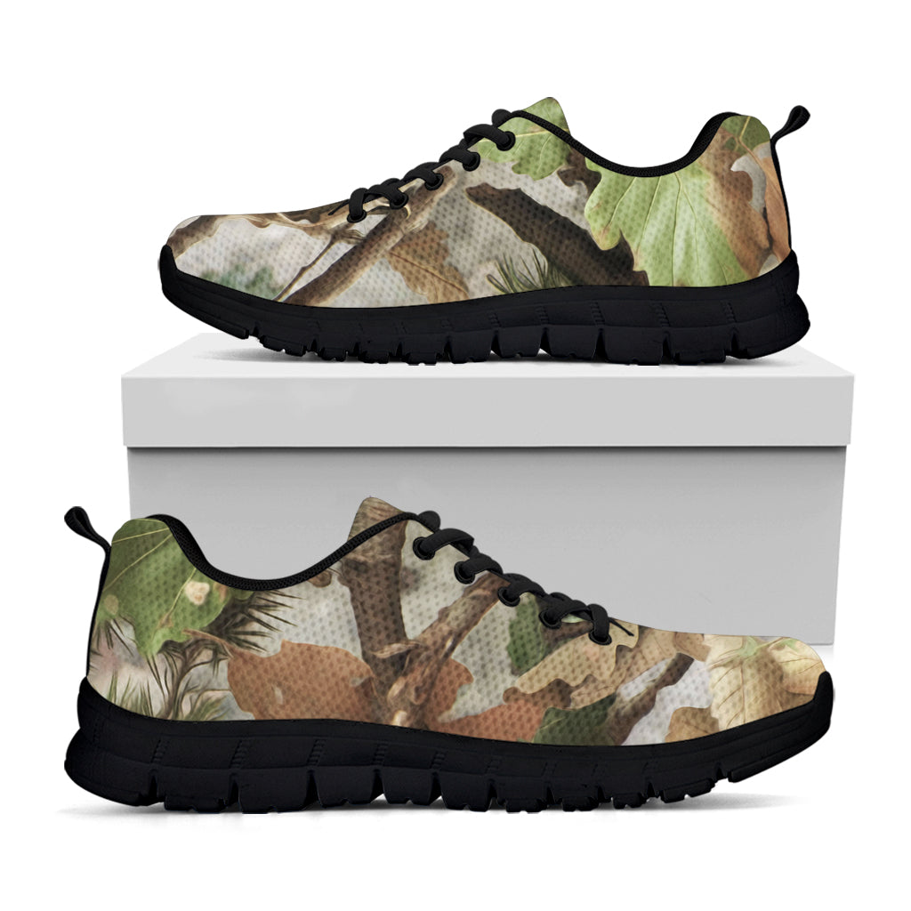 Hunting Camouflage Pattern Print Black Sneakers