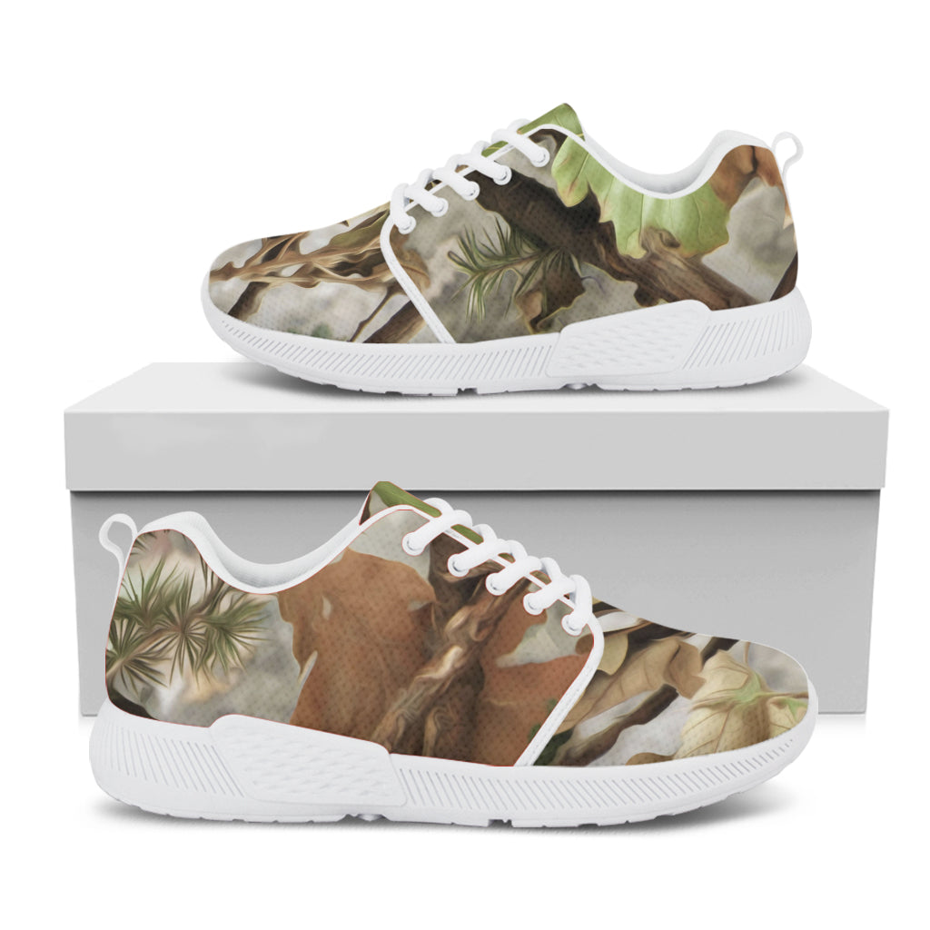 Hunting Camouflage Pattern Print White Athletic Shoes