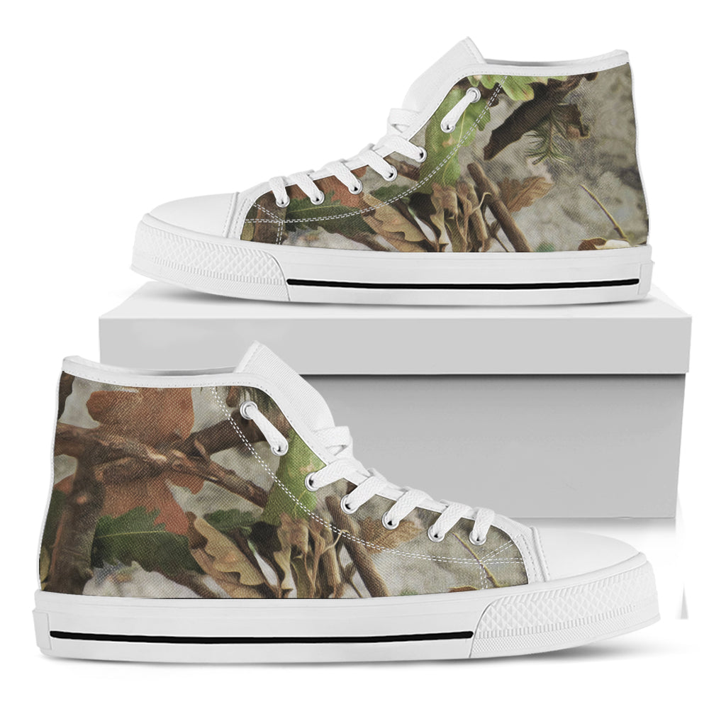 Hunting Camouflage Pattern Print White High Top Shoes