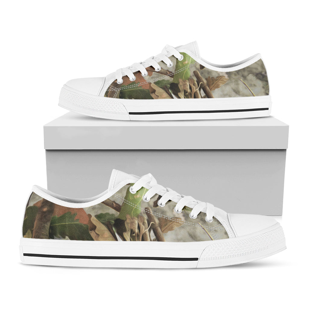 Hunting Camouflage Pattern Print White Low Top Shoes