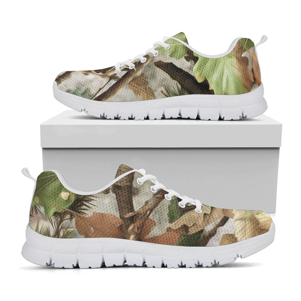 Hunting Camouflage Pattern Print White Sneakers