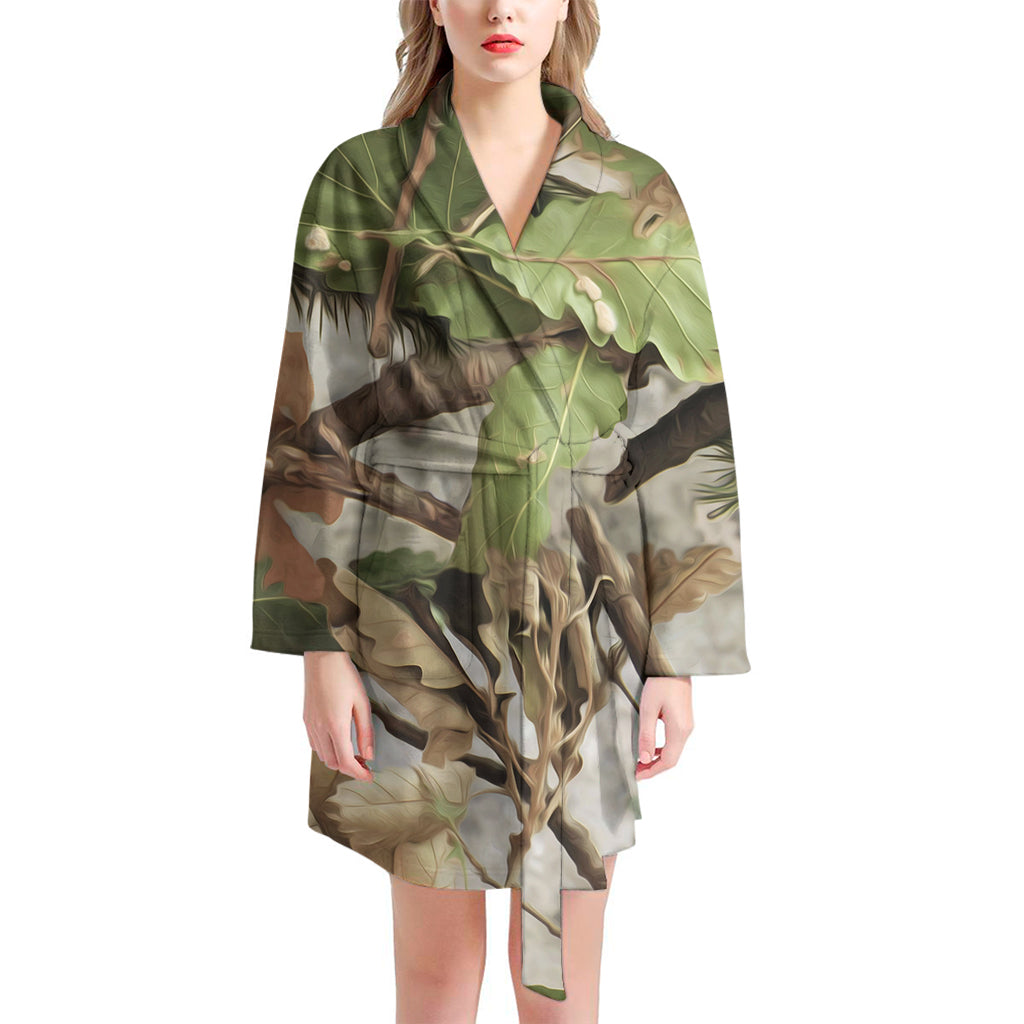 Hunting Camouflage Pattern Print Women's Bathrobe