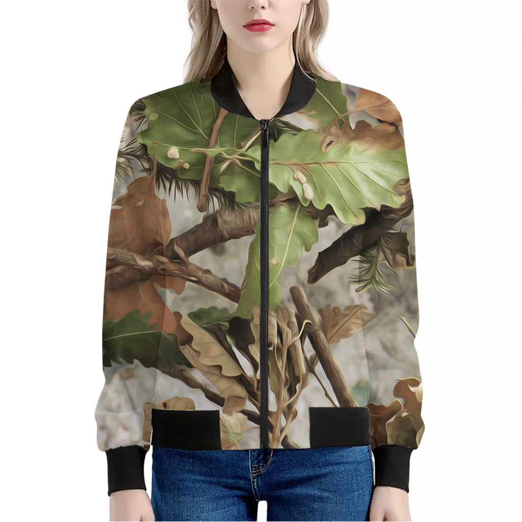 Hunting Camouflage Pattern Print Women's Bomber Jacket