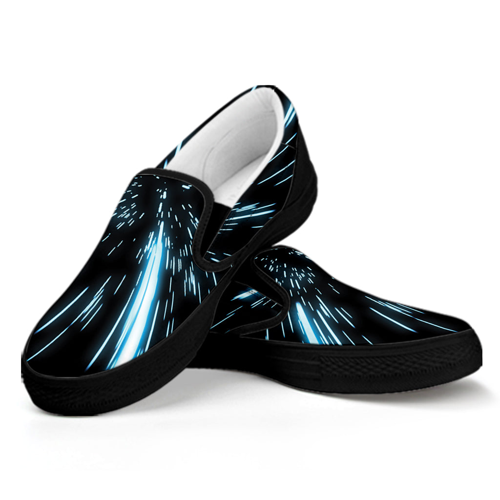 Hyperspace Lightspeed Print Black Slip On Shoes