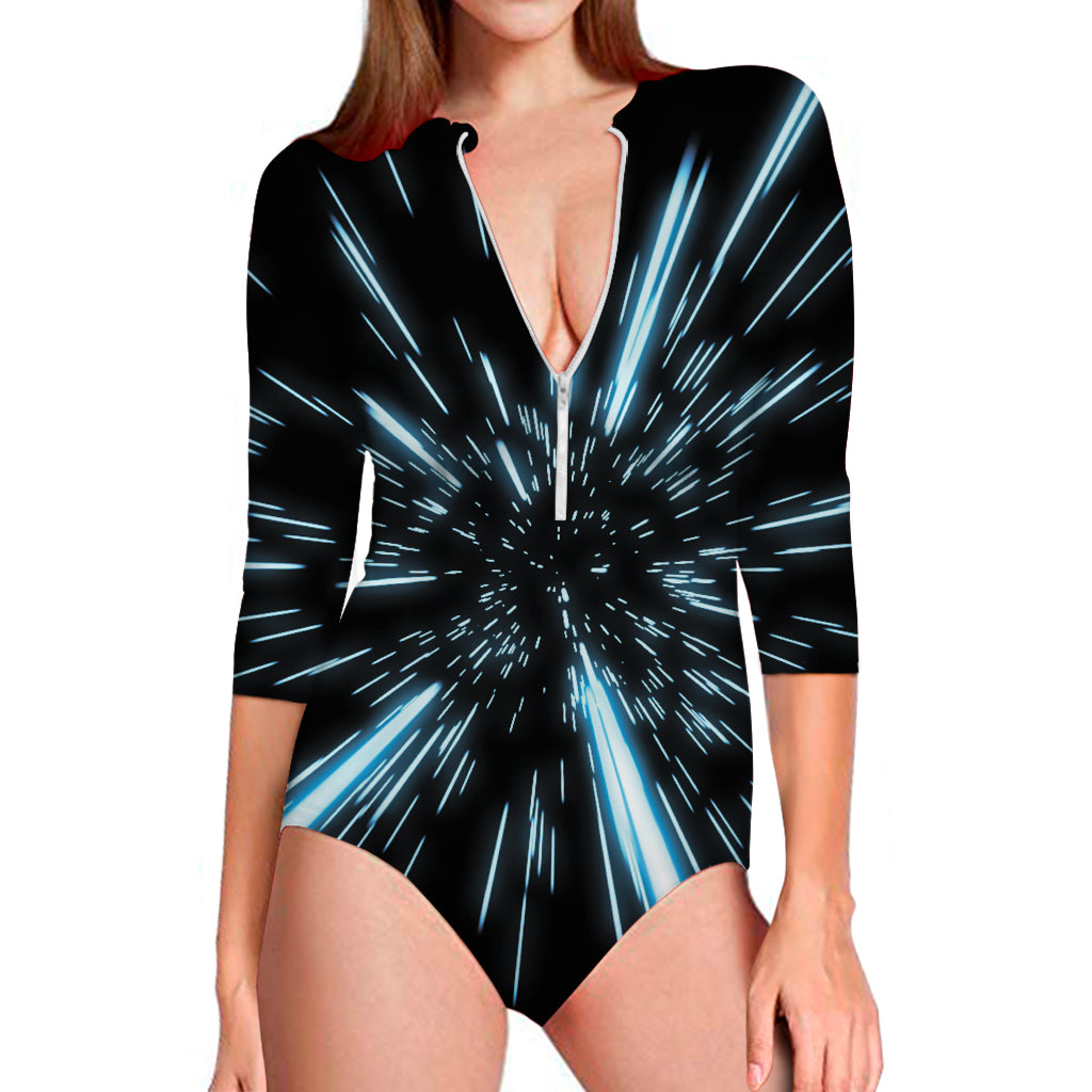 Hyperspace Lightspeed Print Long Sleeve One Piece Swimsuit