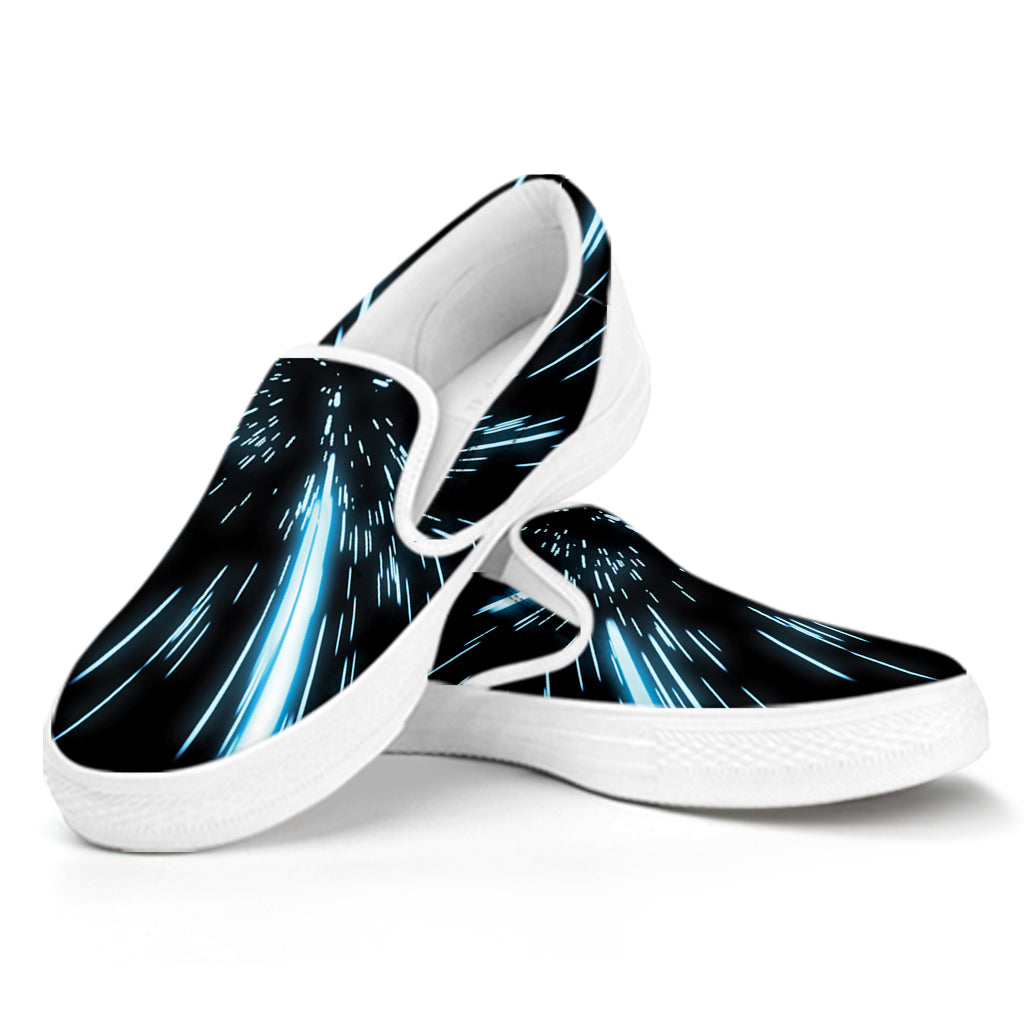 Hyperspace Lightspeed Print White Slip On Shoes