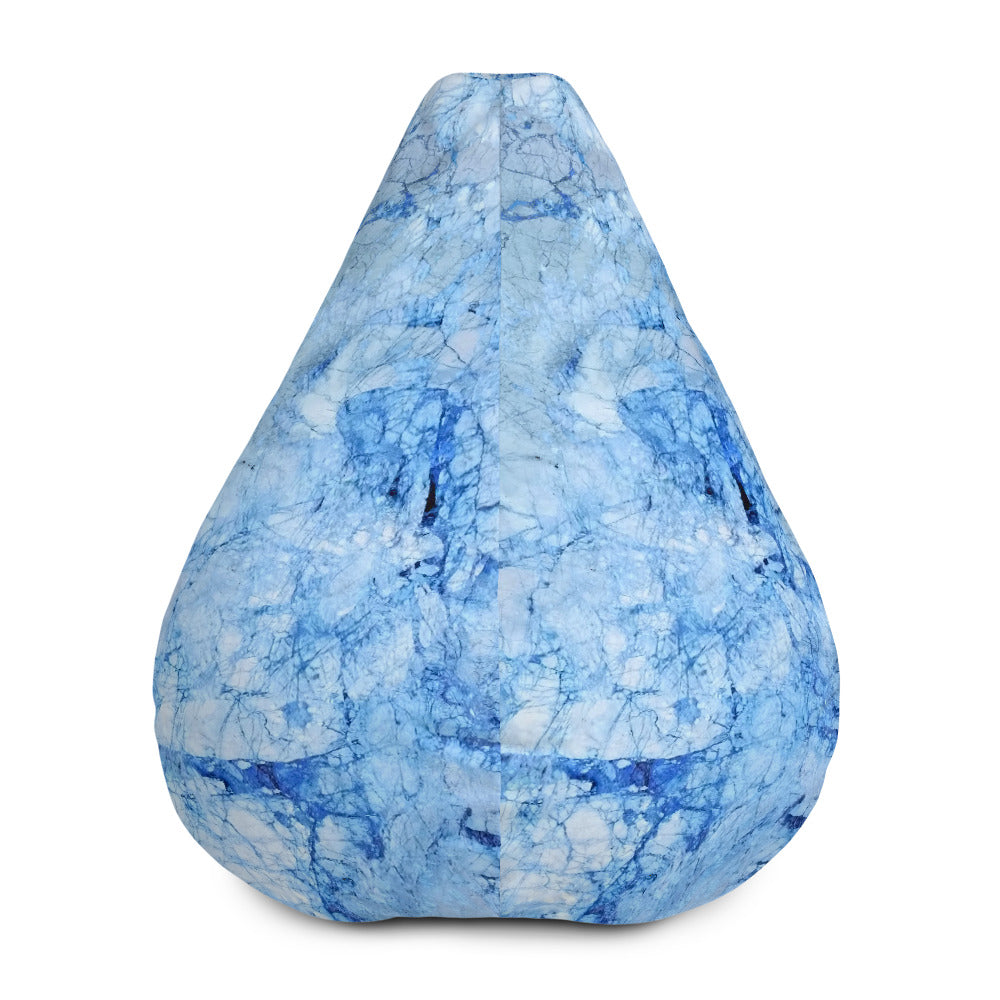 Ice Blue Marble Print Bean Bag Cover