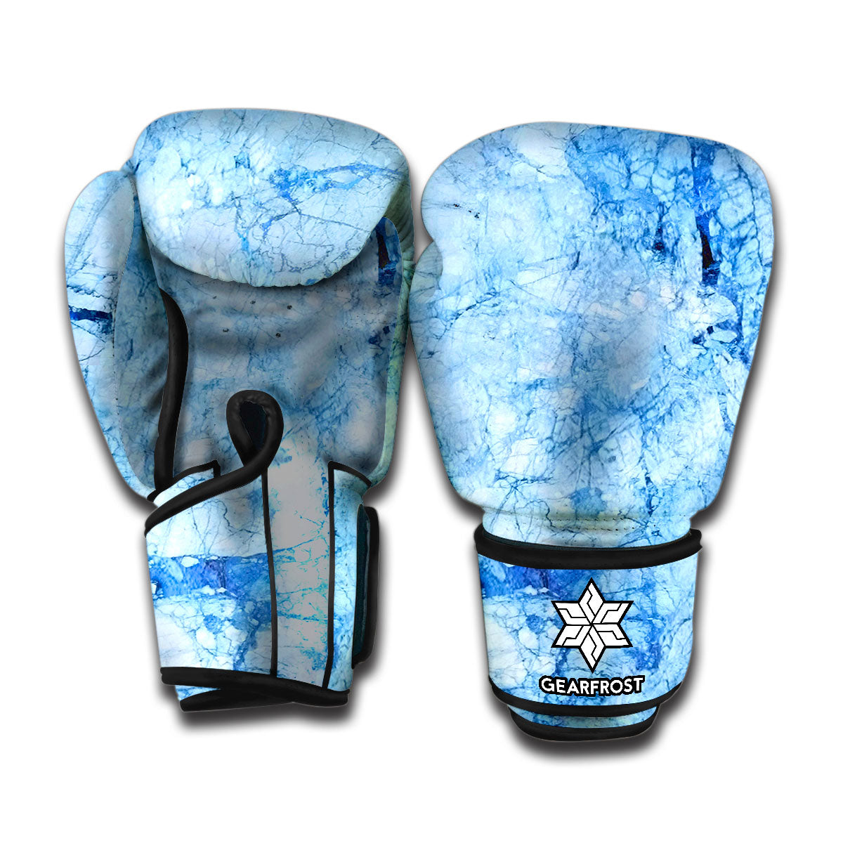 Ice Blue Marble Print Boxing Gloves