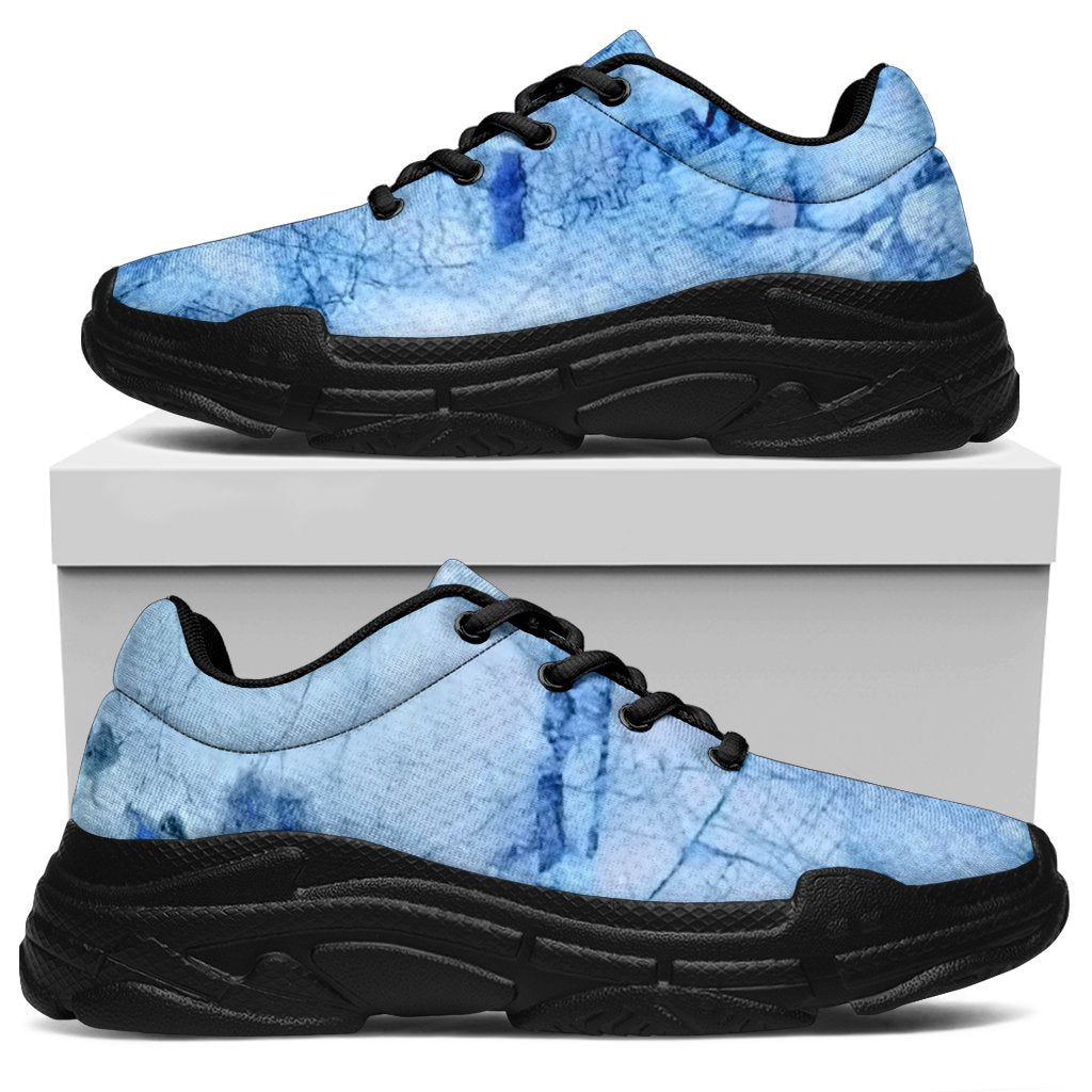 Ice Blue Marble Print Chunky Sneakers