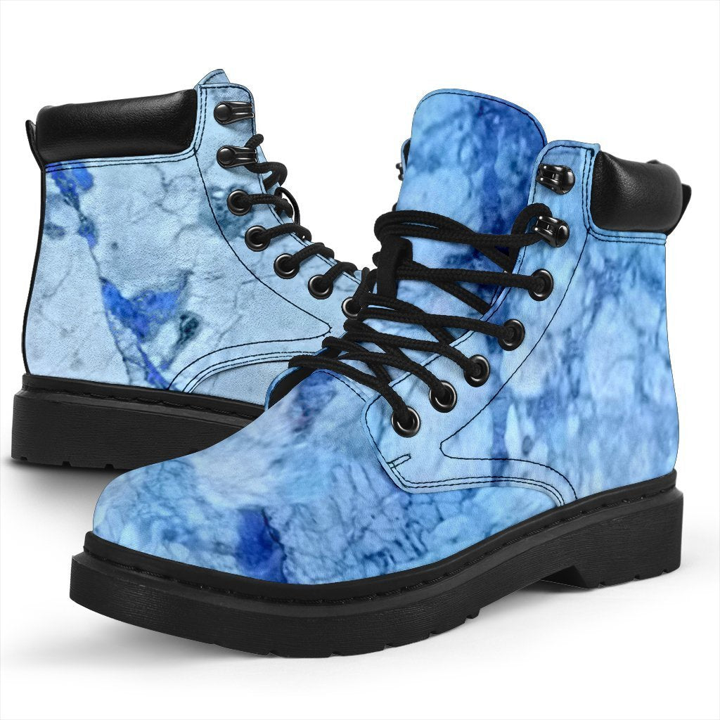 Ice Blue Marble Print Classic Boots