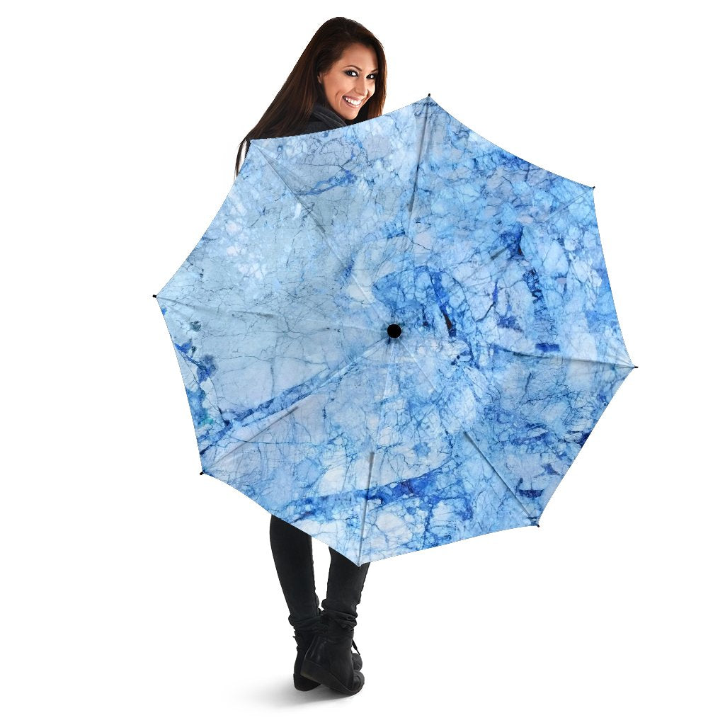 Ice Blue Marble Print Foldable Umbrella