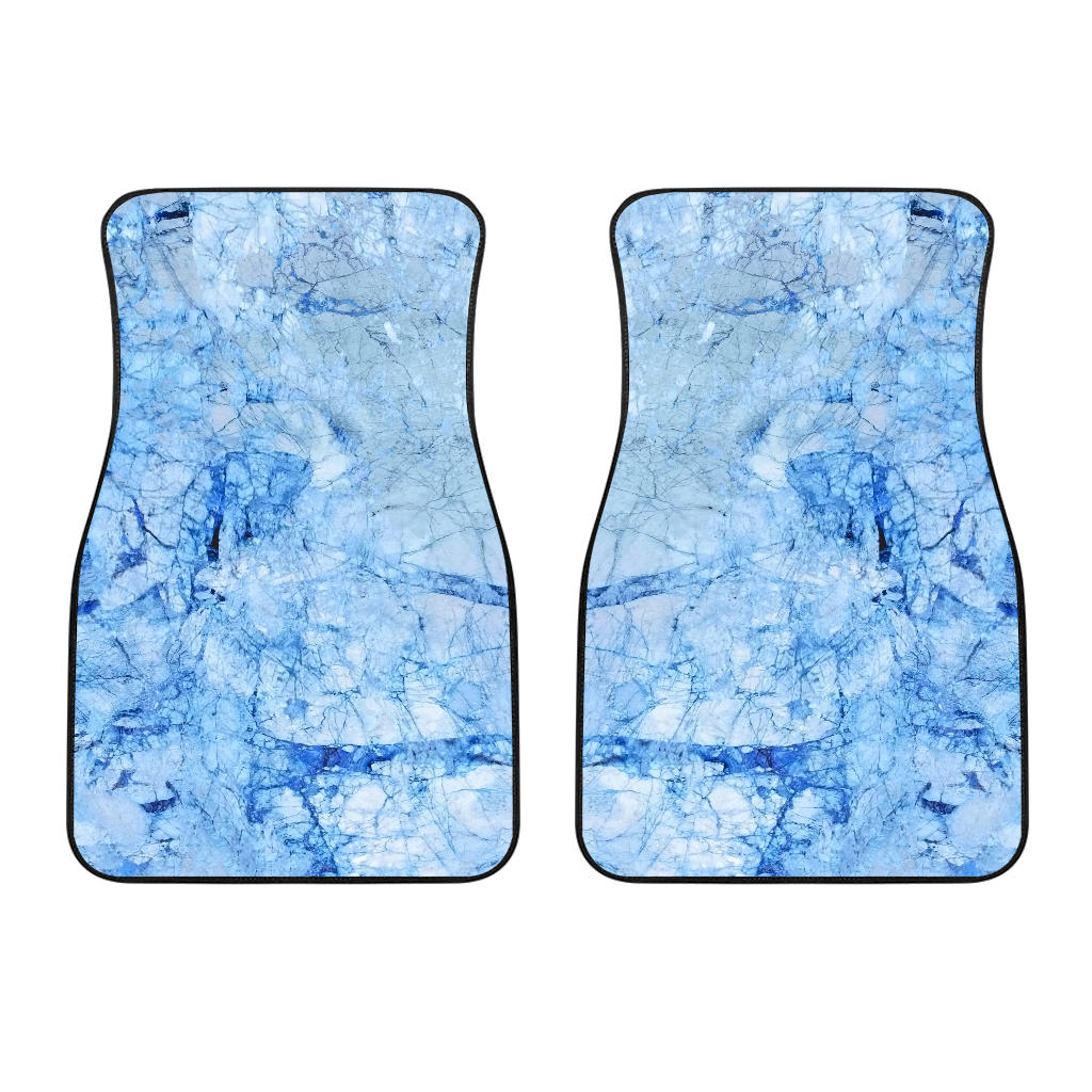 Ice Blue Marble Print Front Car Floor Mats