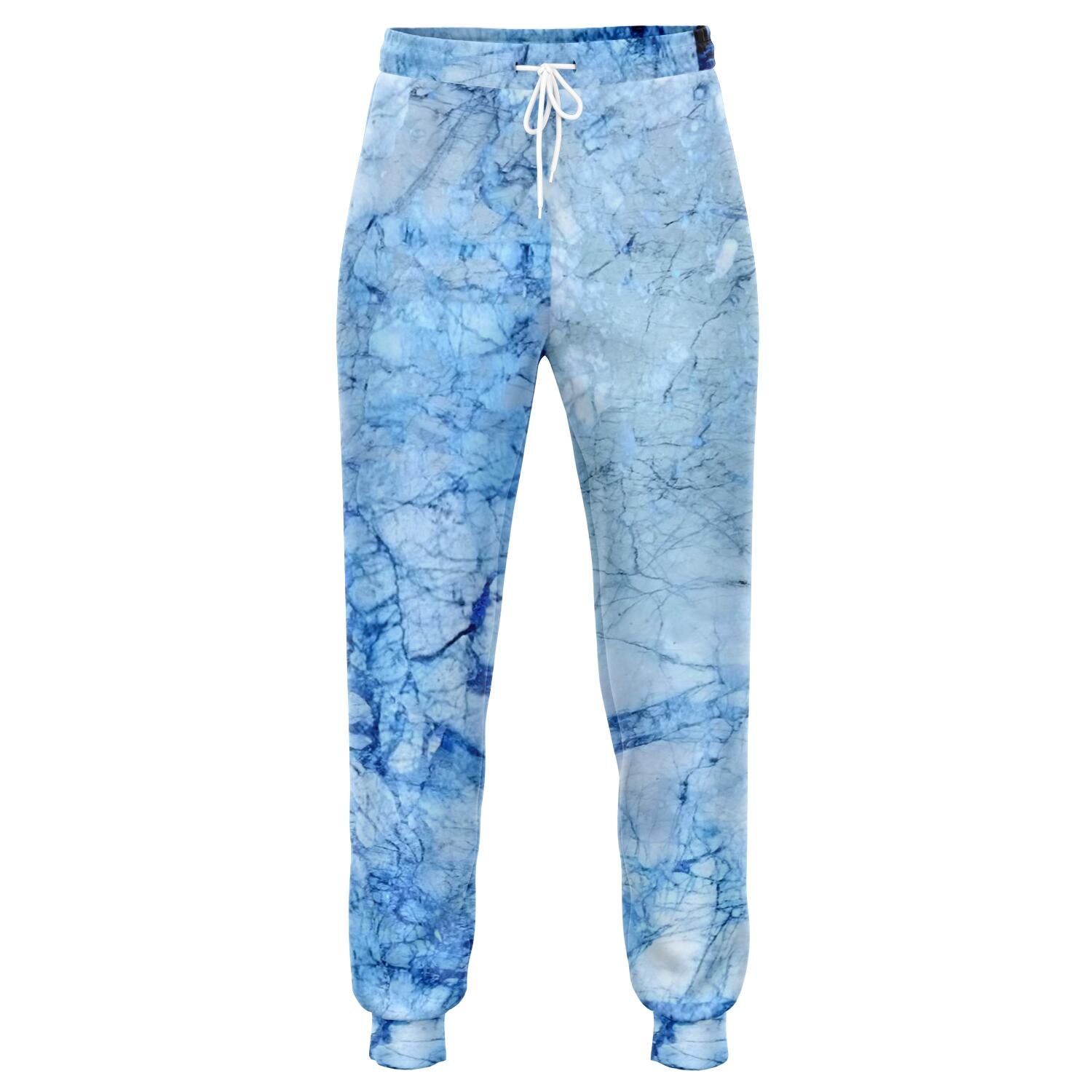 Ice Blue Marble Print Jogger Pants