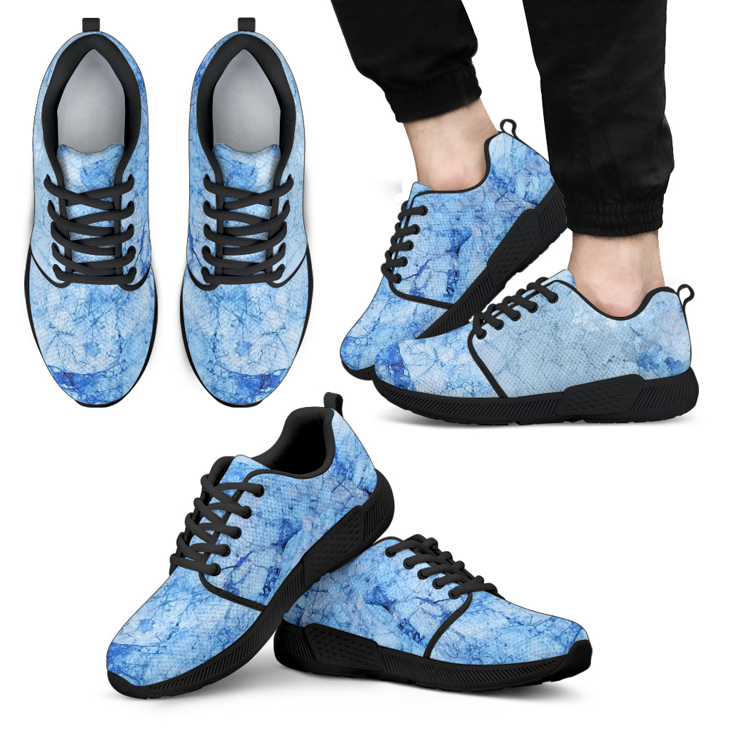 Ice Blue Marble Print Men's Athletic Shoes