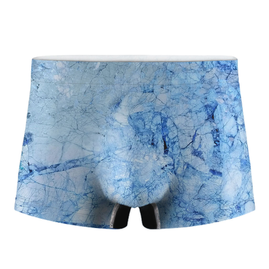 Ice Blue Marble Print Men's Boxer Briefs