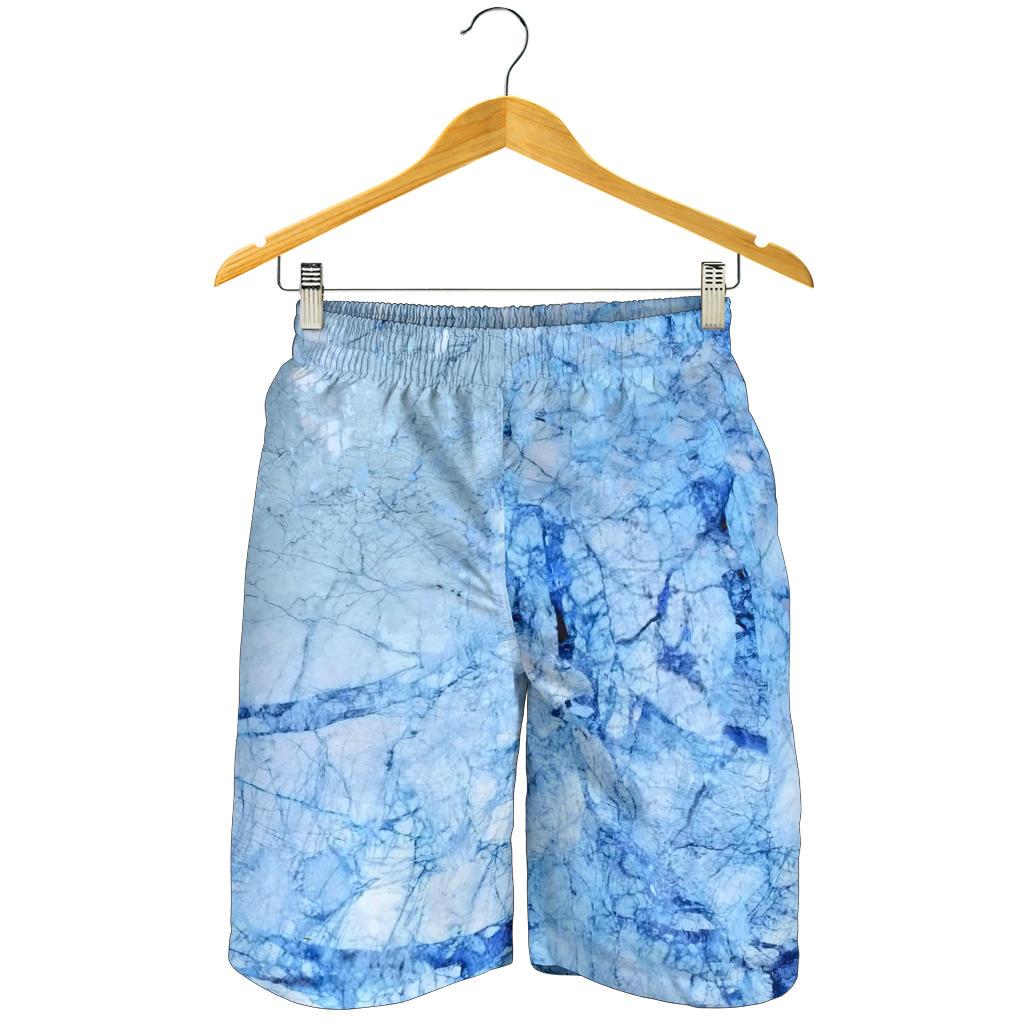 Ice Blue Marble Print Men's Shorts