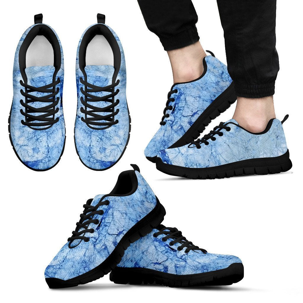 Ice Blue Marble Print Men's Sneakers