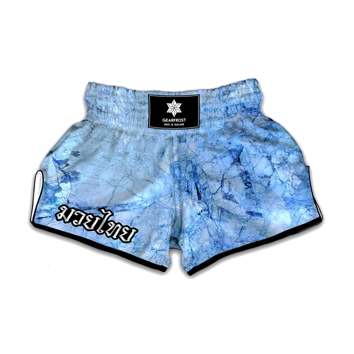 Ice Blue Marble Print Muay Thai Boxing Shorts