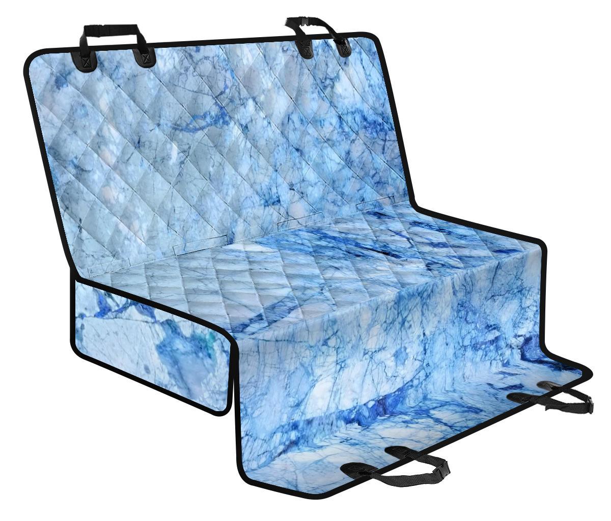 Ice Blue Marble Print Pet Car Back Seat Cover